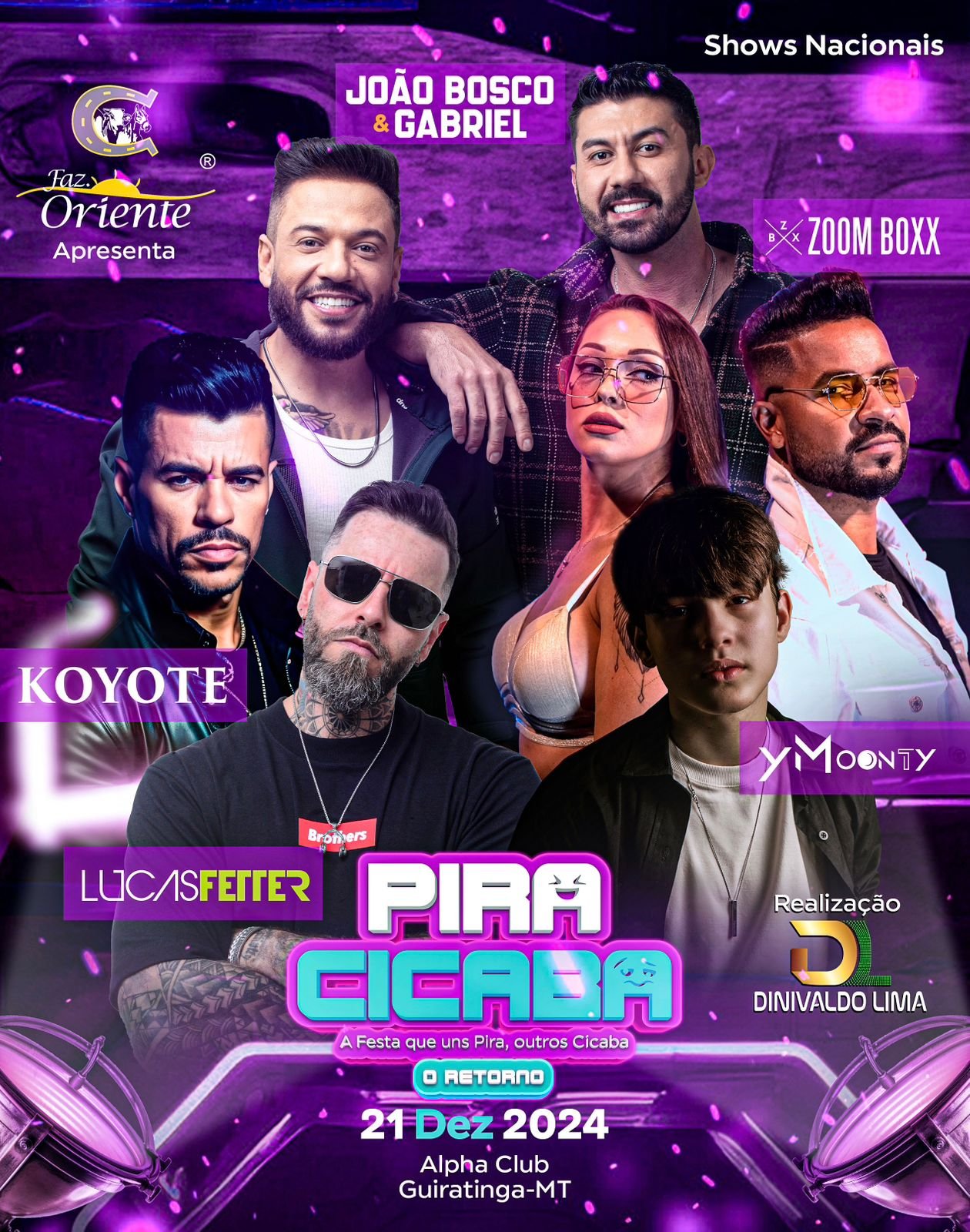 Confirmado: Festa Piracicaba em Guiratinga terá shows nacionais de João Bosco e Gabriel, Koyote e ZoomBoxx